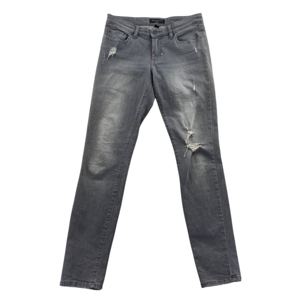 Banana Republic Women Jeans 27/4 Gray Denim Distressed Skinny Fit Ankle Mid Rise